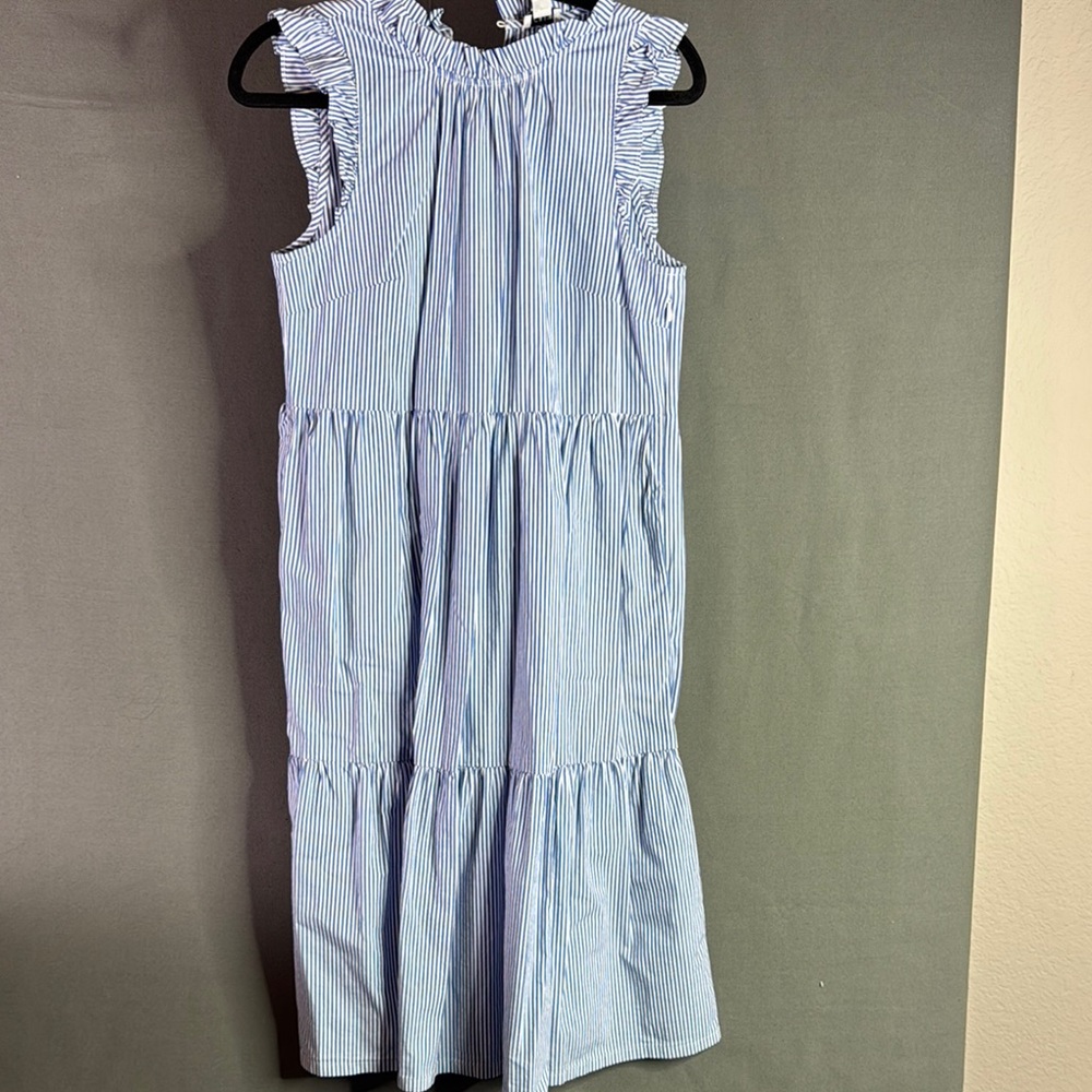 J.Crew size 4 Blue Striped Sleeveless‎ Dress